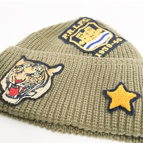 Polo Ralph Lauren 1939-40 Green US Cuffed Skullcap Beanie Hat Tiger Star NEW - Picture 10 of 10